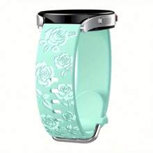 Curea de ceas sport din silicon moale, 20 mm, cu model floral sculptat, compatibilă cu Samsung Galaxy Watch 7, 6, 5, 4, 40 mm, 44 mm, 5 Pro, 6 Classic, 47 mm, Watch 4 Classic, Active 2, potrivită pentru bărbați și femei (ceasul nu este inclus)