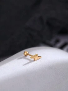 1pc Fashionable Men's Lightning-shaped Stud Earring, Suitable For Daily Wear - Yellow Gold - View 3