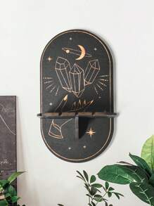 1 cái Giá nến bằng gỗ trang trí tường, Giá trưng bày pha lê hình động vật sáng tạo, Đồ thủ công bằng gỗ tự làm treo tường, Thích hợp để trang trí tường Halloween, Trang trí nhà cửa - Nhiều màu - Xem 5