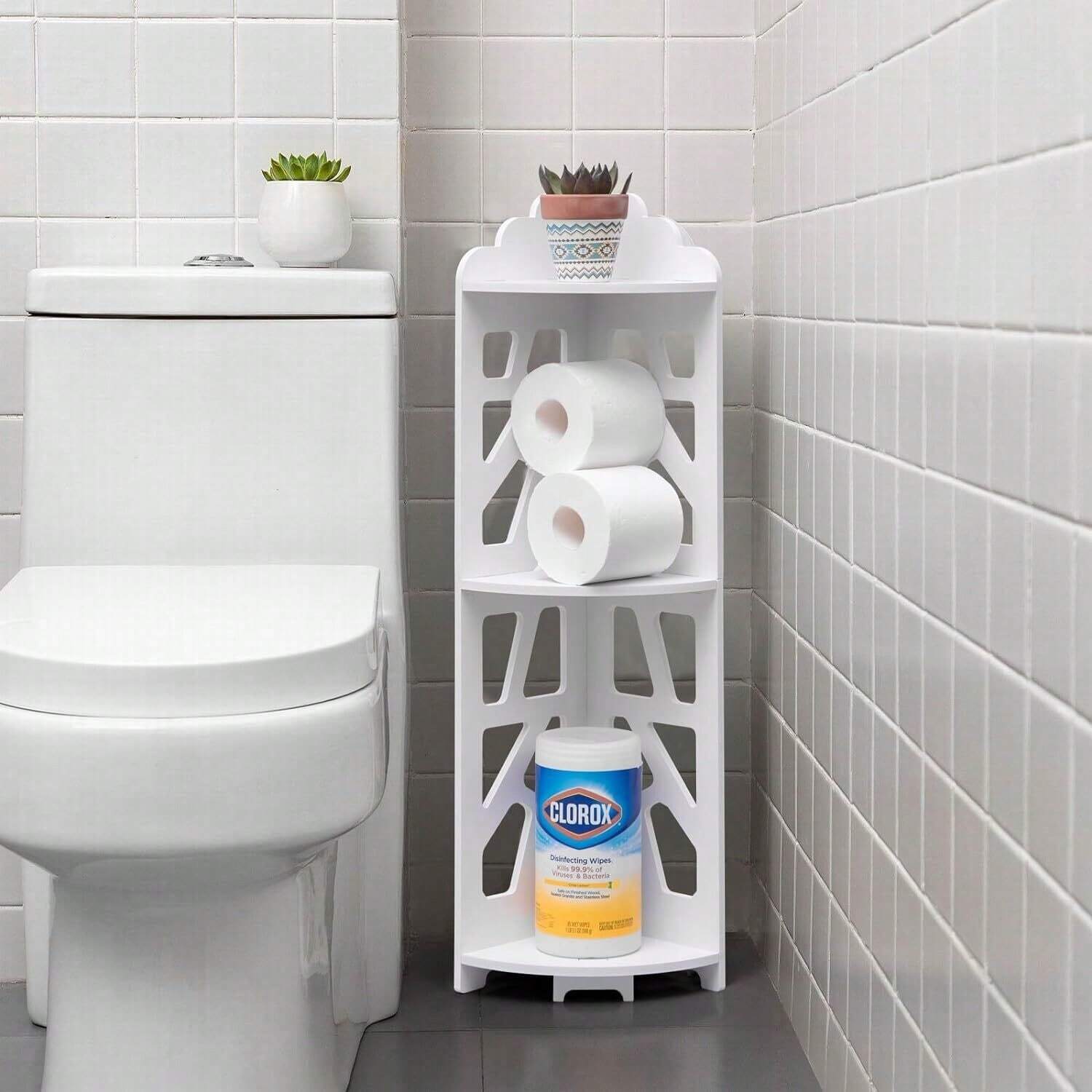 Small Bathroom Storage Organizer, Corner Shelf, White SHEIN USA