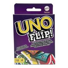 Mattel UNO FLIP, joc de cărți de familie, cu 112 cărți, este un cadou grozav pentru copiii de 7 ani în sus