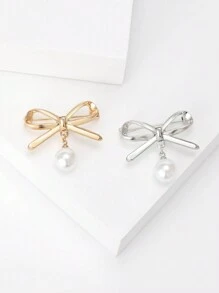 Rhinestone Bow Brooch For Women Dress Coat Pin Christmas New Year Gift