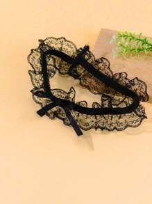 Set da 2 pezzi Reggicalze in pizzo sexy con fiocco, colore nero e rosso, anello elastico per coscia per feste, costumi di Ognissanti e San Valentino