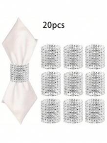 40/20/10 件闪闪发光的水钻餐巾环 - 餐桌的优质圣诞装饰点缀，非常适合为任何特殊场合增添光彩，如家庭装饰、结婚纪念日、房间装饰和餐桌装饰、万圣节、感恩节和圣诞节，送给朋友和邻居的礼物 - 彩色 - 查看 9