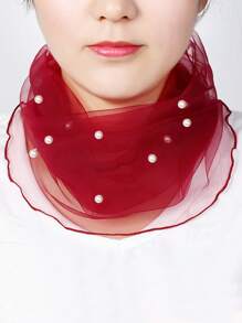 1pc Faux Pearl Decor Multi-Functional Neck Scarf (Faux Pearl Placement Is Random) Valentines