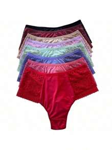 Plus Size Double String Panty Kit With Wide Sides 100% Cotton Lining Lingerie Women's Clothing - 彩色 - 查看 8