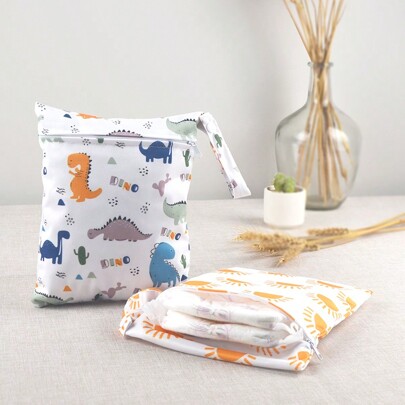 2 حقيبة مقاومة للماء لحفاضات القماش القابلة لإعادة الاستخدام ، حقيبة جاف مبلل للأطفال ، السفر ، الملابس السباحة ، جيب قابل للغسيل بسحاب للعربة ، حفاضات ، ملابس الجيم والأدوات الصحية