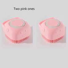 1pc Pet Bathing Brush, Silicone Massage Rubber Dog/Cat Grooming Brush With Shampoo Storage