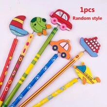 12/6/3/1 pièce Crayons HB de 21,5 cm à motifs aléatoires de voitures et bateaux de dessin animé, papeterie créative pour enfants, convient pour le bureau, les fournitures scolaires, les cadeaux de la Journée de l'enfant, les essentiels des étudiants