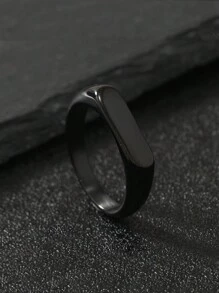 1 Piece Casting Punk Style Rectangle Light Plate Stainless Steel Ring Does Not Lose Color Personalized Finger Ring Suitable For Men'S Daily Wear - 1 Long Cast Ring - View 9