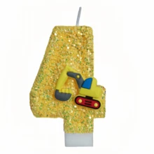 1pc Yellow Excavator Digital Candle Gold Creative Birthday Candle Is The Best Birthday Gift For Young Men's Birthday Party Every Day - Excavator - View 7