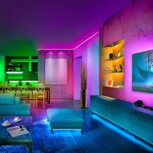 25/50/100/130/200/260 Ft RGB LED Light Strip, Smart Light Strip, App And Remote Control, Christmas, Halloween Decoration, Suitable For Family And Friends Reunion, Bedroom, Party Decoration, Atmosphere Creation