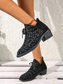 女士针织踝靴，黑色，简约，优雅，粗跟，复古尖头短筒靴，黑色高跟靴