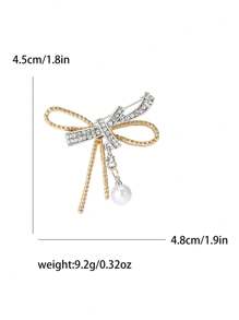Rhinestone Bow Brooch For Women Dress Coat Pin Christmas New Year Gift