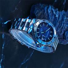 Moemton 山峯系列男士自動機械錶商務時尚手錶日曆架摺疊扣不鏽鋼錶帶M130。BSSA01