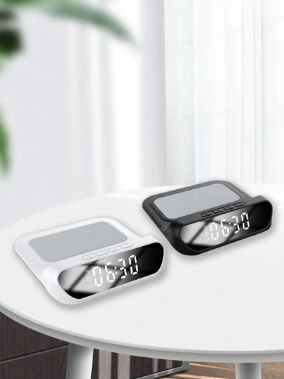 ساعة طاولة رقمية إبداعية 2 في 1 مع منبه، شاحن لاسلكي سريع (يدعم فقط الهواتف الذكية الأصلية مع وظيفة الشحن اللاسلكي)، ديكور منزلي وغرفة