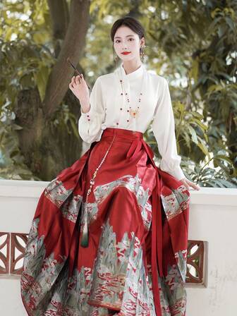 Chinese Style Satin Stand Collar White Long Sleeve Open Front Shirt Blouse, Minimalist, Autumn