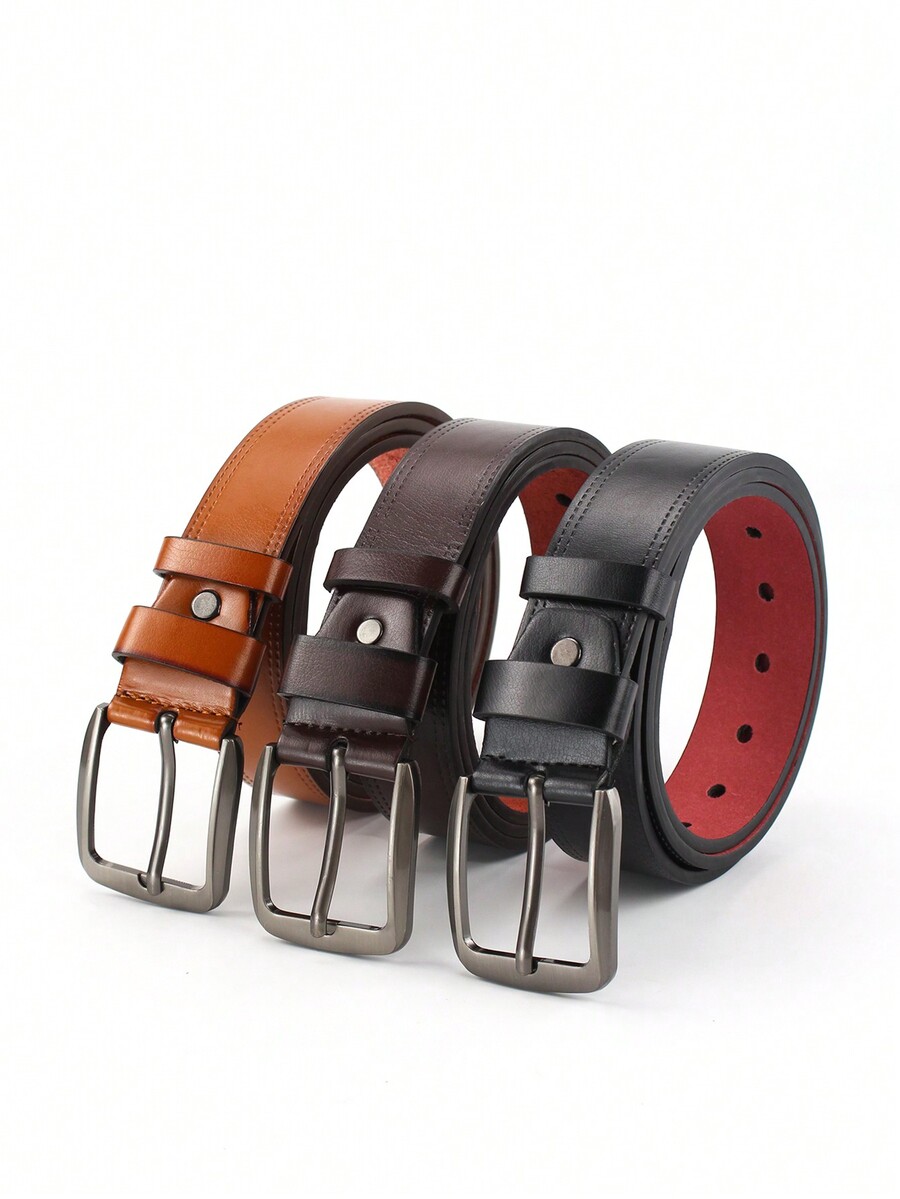 1pc Men's Vintage Buckle Belt, High Quality PU Casual Business Young