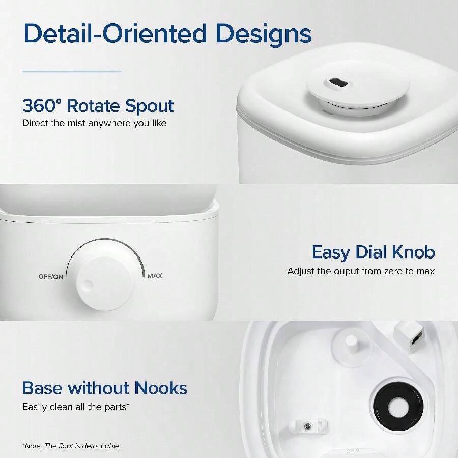 Bedroom Ceiling Humidifier, 2.5L Water Tank For Large Rooms, Easy To