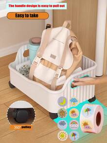 1 件家居卧室/客厅/办公室书架书桌收纳盒，随机赠送可爱贴纸 - 彩色 - 查看 10