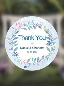 35pc Customized Circular Wedding Stickers, Personalized Circular Label Stickers, Customized Name, Date, Thank You Stickers, Personalized Design Wedding Labels, Wedding Specific Customized Stickers