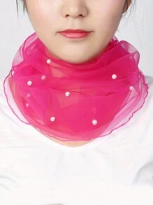 1pc Faux Pearl Decor Multi-Functional Neck Scarf (Faux Pearl Placement Is Random) Valentines