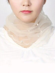 1pc Faux Pearl Decor Multi-Functional Neck Scarf (Faux Pearl Placement Is Random) Valentines