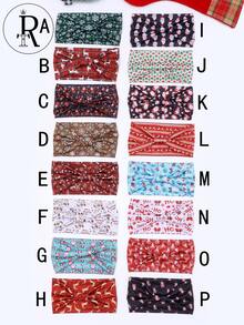 1 Băng đô hình chữ thập in họa tiết Giáng sinh, Băng đô thể thao chạy bộ co giãn dành cho nữ, Băng đô thể thao polyester dễ thương thanh lịch thường ngày dành cho Giáng sinh - Nhiều màu - Xem 2