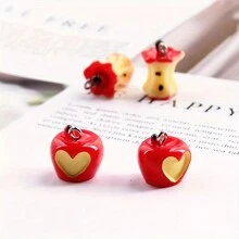 10pcs 3D Apple Resin Pendant Charms - Vibrant Fruit Charms For DIY Jewelry, Necklace, Bracelet, Earrings And Keychain - Multicolor - View 3