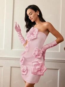 Women's Elegant Floral Bustier Backless Dress, Romantic Style, Valentine's Day Outfit, Spring/Summer, Party Dress, Wedding Guest Dress, Prom Dress