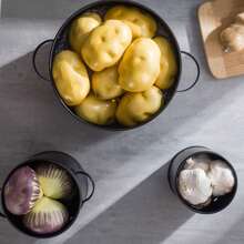 Vorratsdosen, 3er-Set, KücheAufbewahrung & Organisation, mit belüfteten Vorratsbehältern, Vorratsdose mit Deckel für Kartoffeln, Zwiebeln & Knoblauch