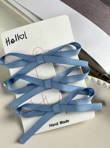 3pcs Girls' Bow Ribbon Hair Clips, Crocodile Hairpins For Ponytail, Bangs, Side Bangs, Headband, Simple Style, Suitable For Daily Wear