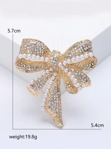 Rhinestone Bow Brooch For Women Dress Coat Pin Christmas New Year Gift