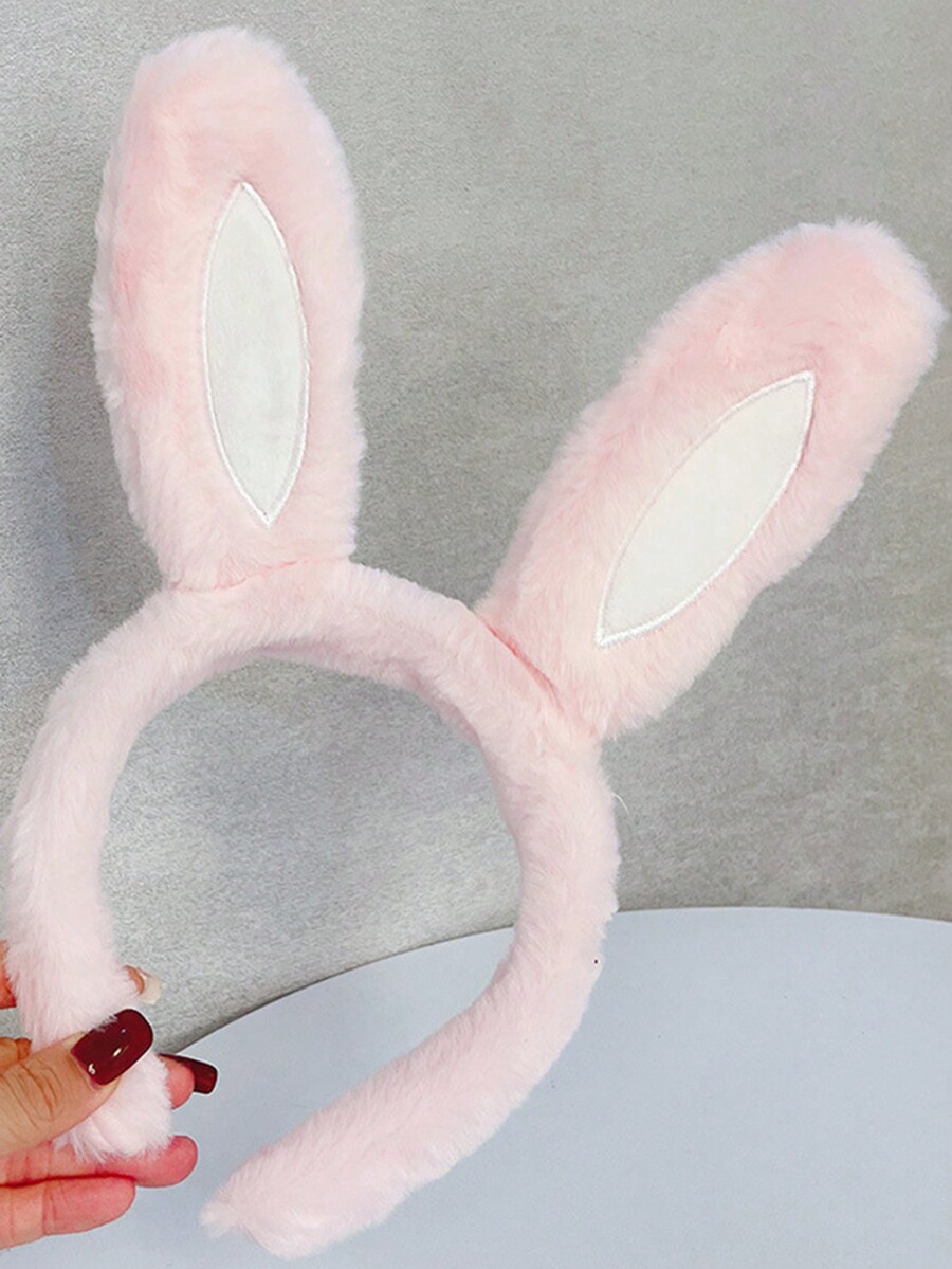 Rabbit Ear Headband For Washing Face, Makeup, Mask Wearing, Plush