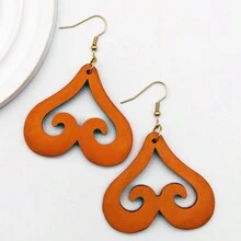 1 Cặp hoa tai thả hình trái tim bằng gỗ chạm khắc theo phong cách Bohemian cổ điển dành cho nữ, thích hợp cho kỳ nghỉ, quà tặng, tiệc tùng, lễ kỷ niệm ngày lễ, mùa thu/đông - Màu Đỏ Sâu - Xem 6