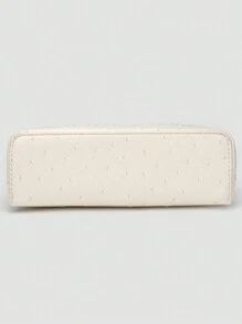 1pc Solid Color Ostrich Textured Square Shape PU Shoulder Bag, Compact Women Handbag For Daily Fashion Match & Travel - Beige - View 5