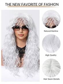 Tóc giả sợi hóa học chịu nhiệt 24 inch Châu Âu, Châu Mỹ và Châu Mỹ Latinh cuộn màu đen tự nhiên cho phụ nữ sử dụng hàng ngày, sự lựa chọn tốt nhất cho kỳ nghỉ - trắng - Xem 9