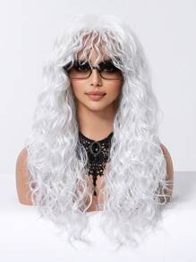 Tóc giả sợi hóa học chịu nhiệt 24 inch Châu Âu, Châu Mỹ và Châu Mỹ Latinh cuộn màu đen tự nhiên cho phụ nữ sử dụng hàng ngày, sự lựa chọn tốt nhất cho kỳ nghỉ - trắng - Xem 4