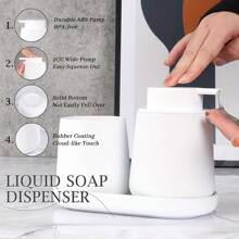 白色浴室配件套装 - 3 件树脂浴室皂液器套装农舍浴室装饰套装配件、皂液器和牙刷架、托盘（白色套装 - 液体泵）浴室配件浴室收纳盒夏季返校收纳