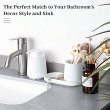 白色浴室配件套装 - 3 件树脂浴室皂液器套装农舍浴室装饰套装配件、皂液器和牙刷架、托盘（白色套装 - 液体泵）浴室配件浴室收纳盒夏季返校收纳