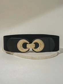 Golden Pair Women Chic Buckle Girdle Belt - Elastic Waistband For Casual Versatility - Fashion-Forward Dress Accessory - Multicolor - View 12