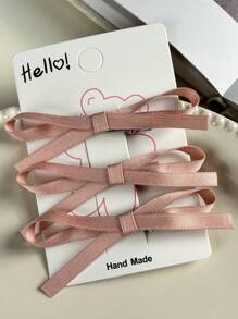 3pcs Girls' Bow Ribbon Hair Clips, Crocodile Hairpins For Ponytail, Bangs, Side Bangs, Headband, Simple Style, Suitable For Daily Wear