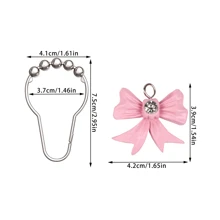 12 件现代简约情人节粉色蝴蝶结浴帘挂钩，浴室装饰配件，适用于客厅、卧室、酒店、咖啡厅、托儿所、医院，多功能装饰窗帘挂钩，易于安装和自由滑动，不会脱落夏季 - 粉色 - 查看 3