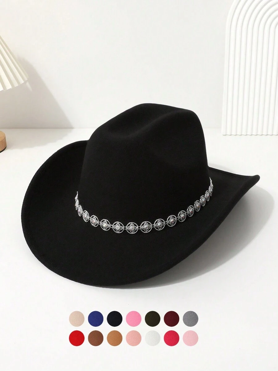 1 chiếc mũ cao bồi miền Tây trơn màu dành cho nữ, mũ mini tròn rỗng hình kim cương 3D cao cấp thích hợp cho tiệc tùng, lễ hội, cuộc sống hàng ngày - Nhiều màu - Xem 1