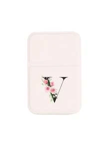 Espejo de maquillaje blanco mini plegable y portátil, espejo de maquillaje con soporte con patrón de flores rosas y letras negras A-Z, espejo de viaje, producto de belleza, espejo de maquillaje de sobremesa, espejo de maquillaje compacto rectangular plegable minimalista, espejo de maquillaje portátil de viaje para mujer - regalo del Día de la Madre - Blanco - Ver 24