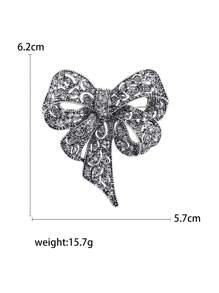 Rhinestone Bow Brooch For Women Dress Coat Pin Christmas New Year Gift