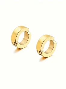 1 par de pendientes minimalistas de acero inoxidable con clip, pendientes unisex sin perforación - Pendientes sencillos sin piercing - Ver 8