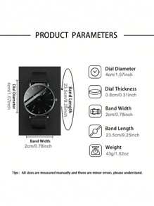 4pcs/Set Fashionable Men's Black Round Face Casual Alloy Quartz Analog Watch, Necklace, Ring Jewelry Set