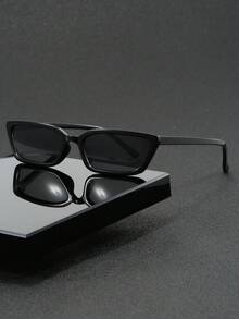 1 件/3 件小椭圆形框架时尚眼镜，猫眼黑色时尚眼镜，适合日常佩戴和度假 - 黑色 - 查看 2