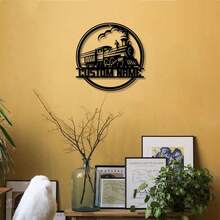 1PC DIY Tên tùy chỉnh Tàu hơi nước Nghệ thuật và thủ công Biển báo bằng sắt để trang trí nhà cửa Trang trí phòng khách Quà tặng trang trí - màu đen - Xem 4